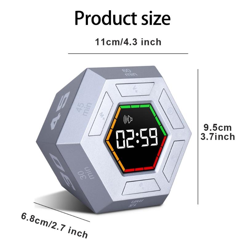 Zeitmanagement-Tool Sechseckiger Digitaler Countdown-Timer für Schüler LED-Anzeige Visuelle Erinnerung für Hausaufgaben