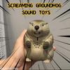 Screaming Groundhog Prank Ornament Plastic Steal Biscuit Sound Abstract Shape Funny Interactive Gag Gift for Office