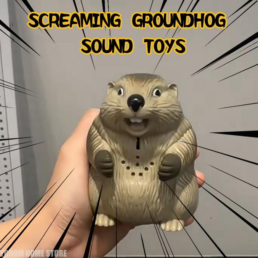 Screaming Groundhog Prank Ornament Plastic Steal Biscuit Sound Abstract Shape Funny Interactive Gag Gift for Office