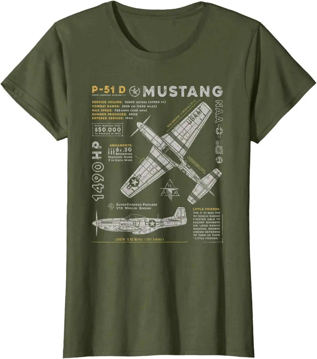 P-51 Mustang | North American Aviation Vintage Fighter Plane Мужская футболка короткая повседневная 100% хлопок рубашки S