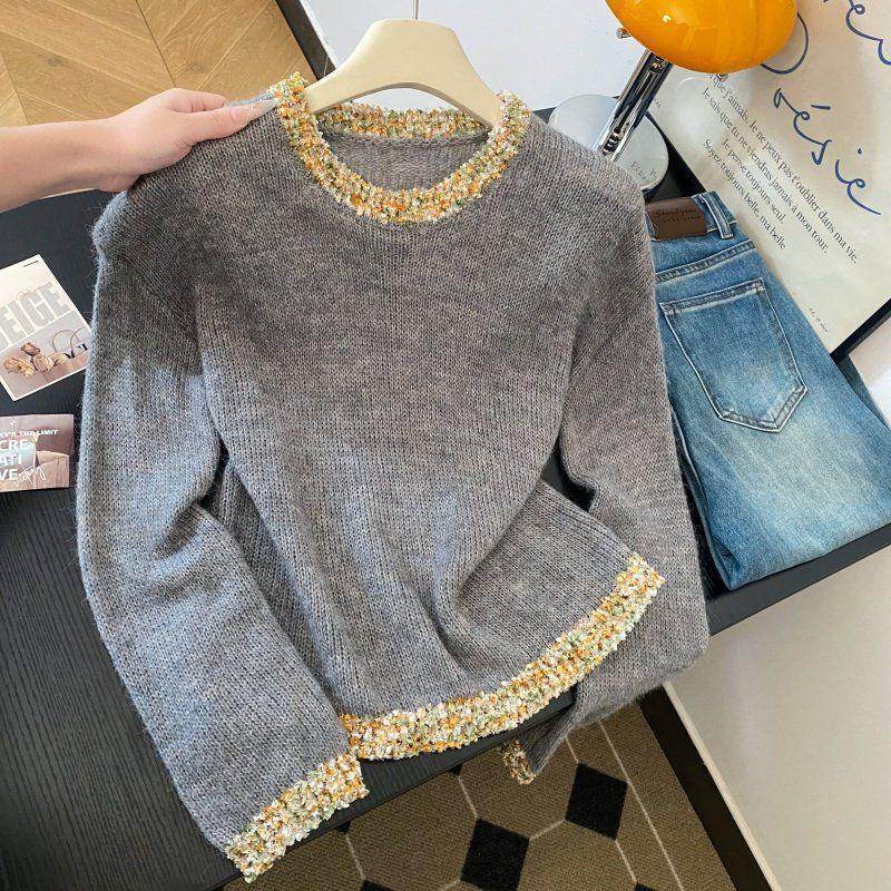 

Wool sweater women s autumn and winter new retro lazy wind soft waxy knitted sweater XL сірий колір