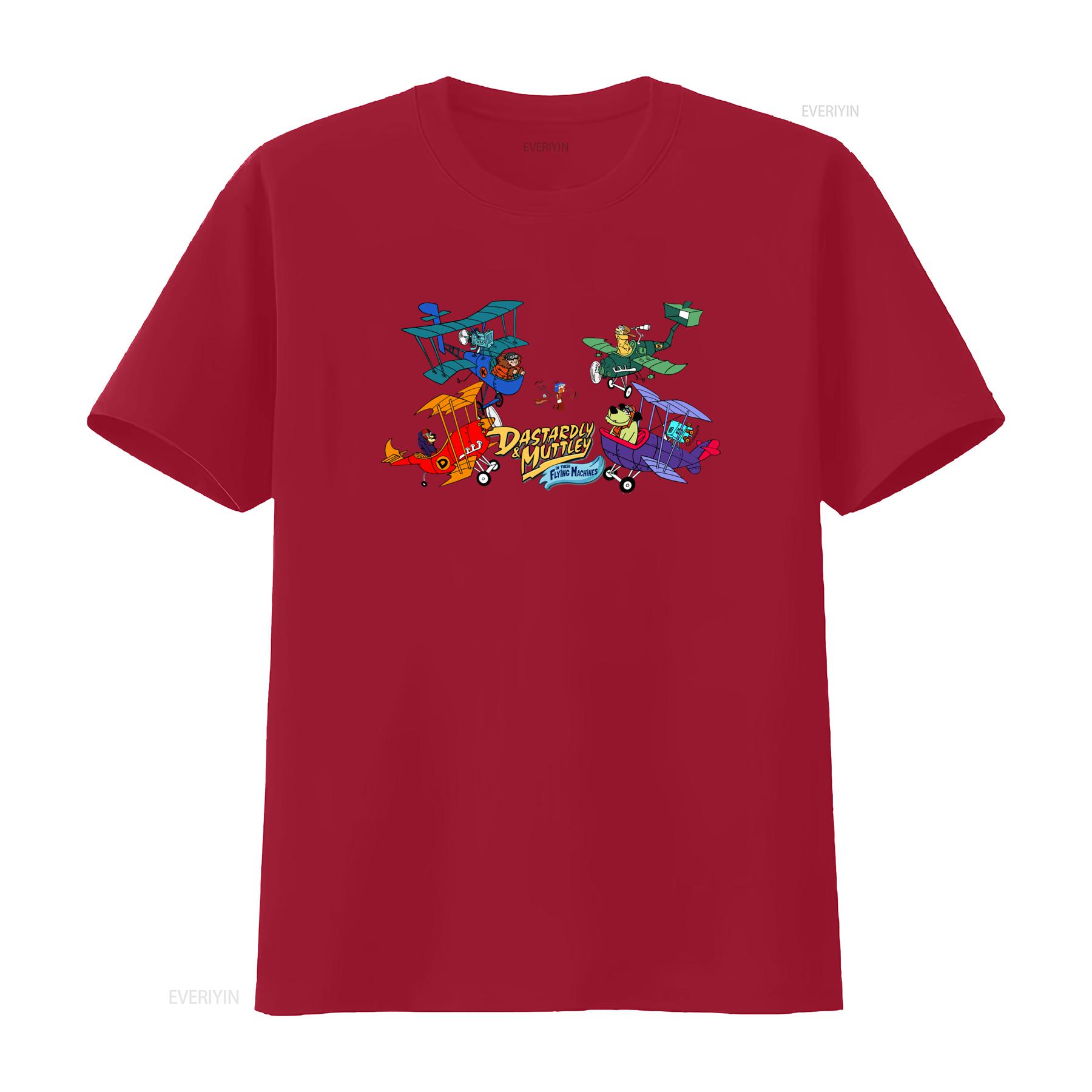 

Vintage Retro Dastardly Muttley In Their Flying Machines Classic Cartoon Print T Shirt vintage Washed homme S