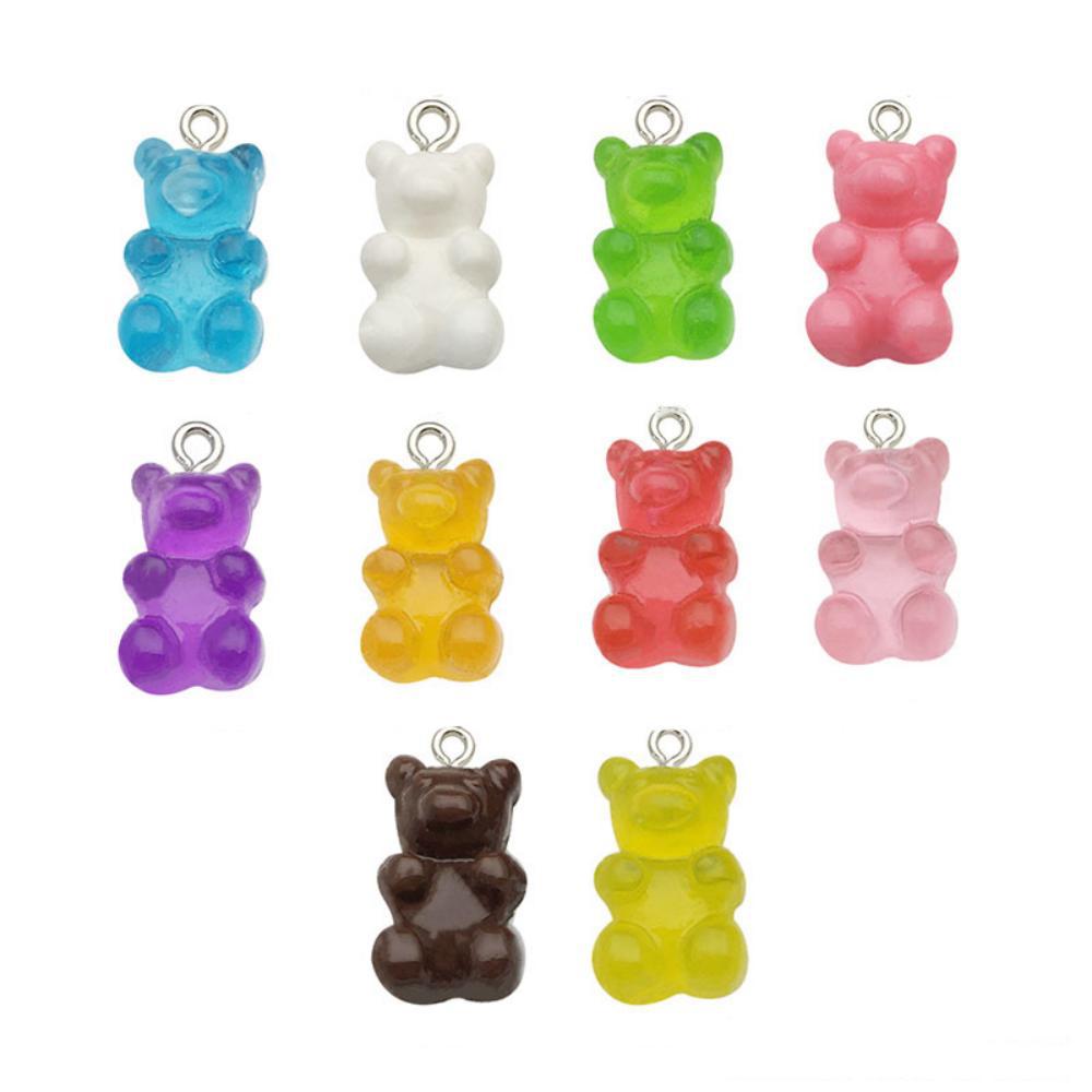 Cute Colorful Cartoon Bear Pendant Charm - Resin DIY Jewelry Accessory