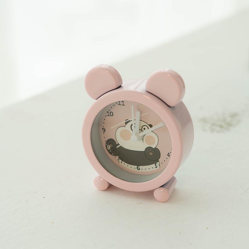 Mini metal bear cartoon cute small alarm clock creative unique desk bedside alarm clock