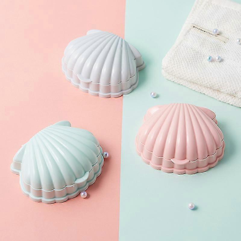 Shell Shaped Soap Rack Portable Double Drain Soap Receptacle with Lid (Green) - DD01