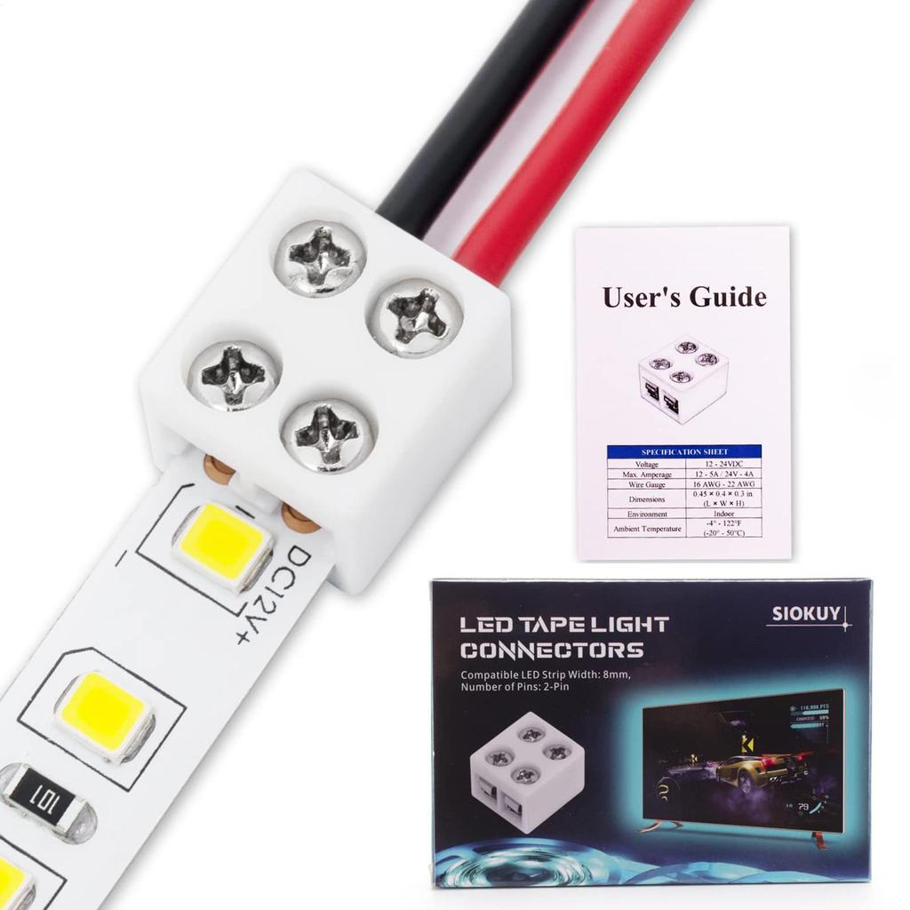 LED Strip Connectors  8mm LED Light Connectors User-Friendly LED Connector Versatile LED Strip Light Connectors LED