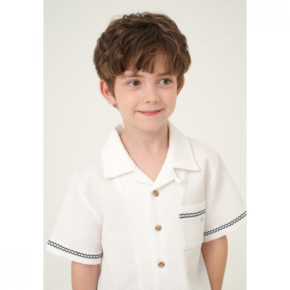 Рубашка из белого муслина с рисунком «Кофейное зерно» и «Лист чая» Bz23bl03wt