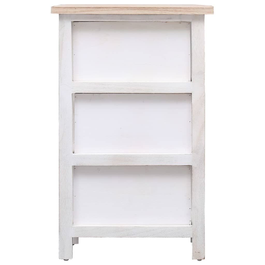 Side Table Cabinet 35 X 25 X 57 Cm Solid Paulownia Wood