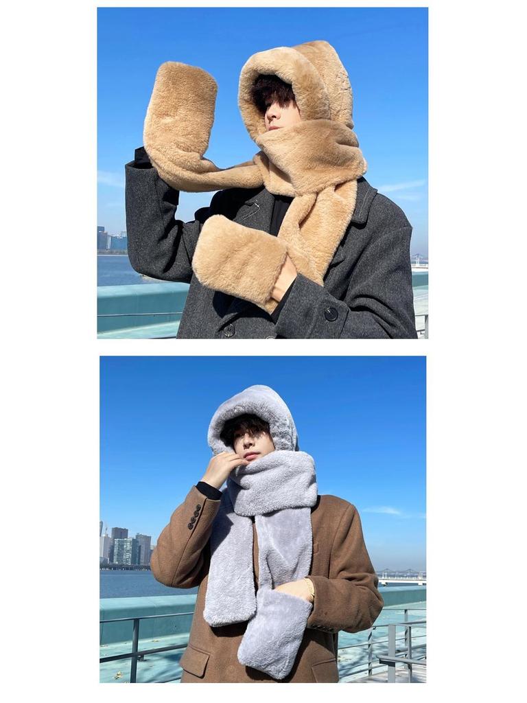 Men's Winter Set: Hat, Scarf, Ear Muffs with Plush Lining