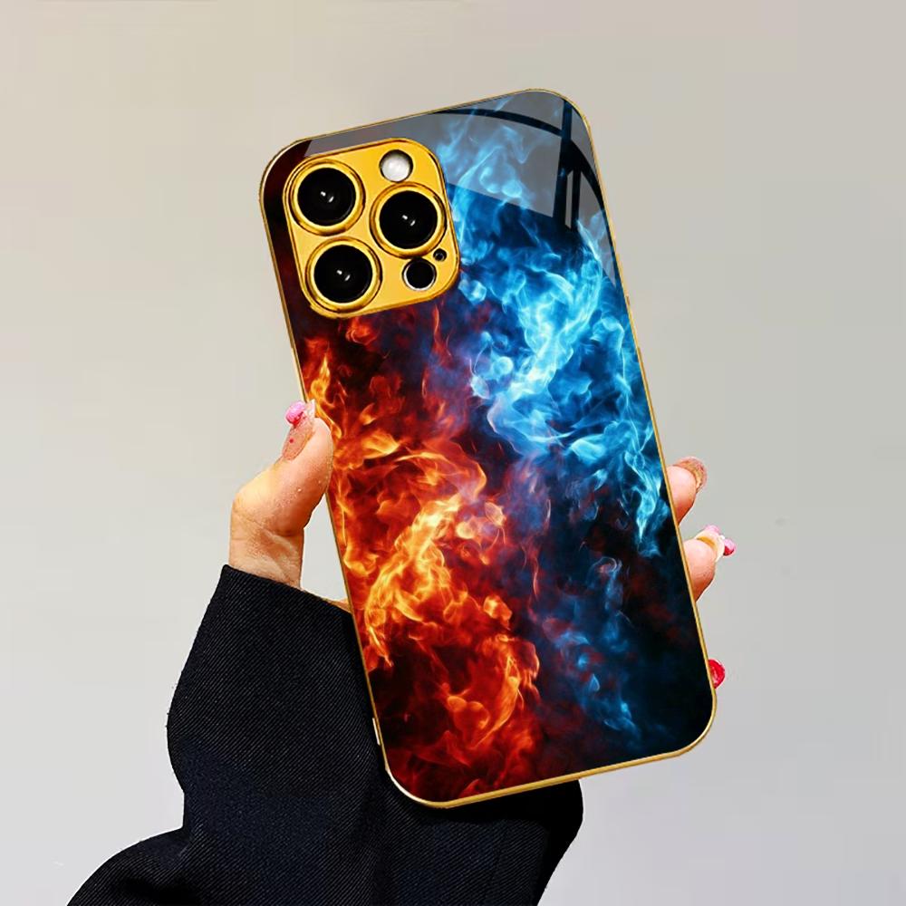 

Colorful For Electroplated Glass Phone Case For iPhone 17 16 15 14 13 12 11 Pro Max Plus 16E 17Air Cover iPhone 11 ProMax