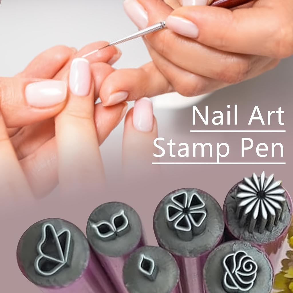 10pcs/set Nail Stamp Pen Set - Flower and Pattern Stamp Set with Dot Tool Fragrance Free Ladies Nail Design Accessories
