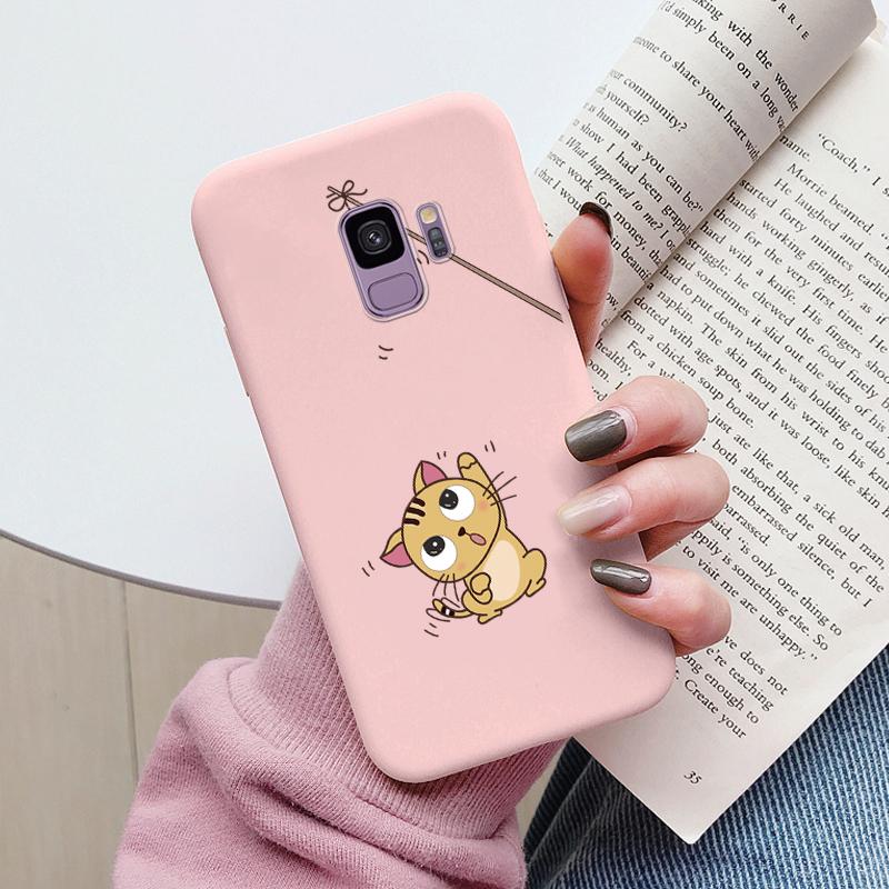 For Samsung Galaxy S9 S 9 Plus Cover Cute Cartoons Heart Cat Soft Silicone Shockproof Phone Case For Samsung S9 S9+ Funda Bumper
