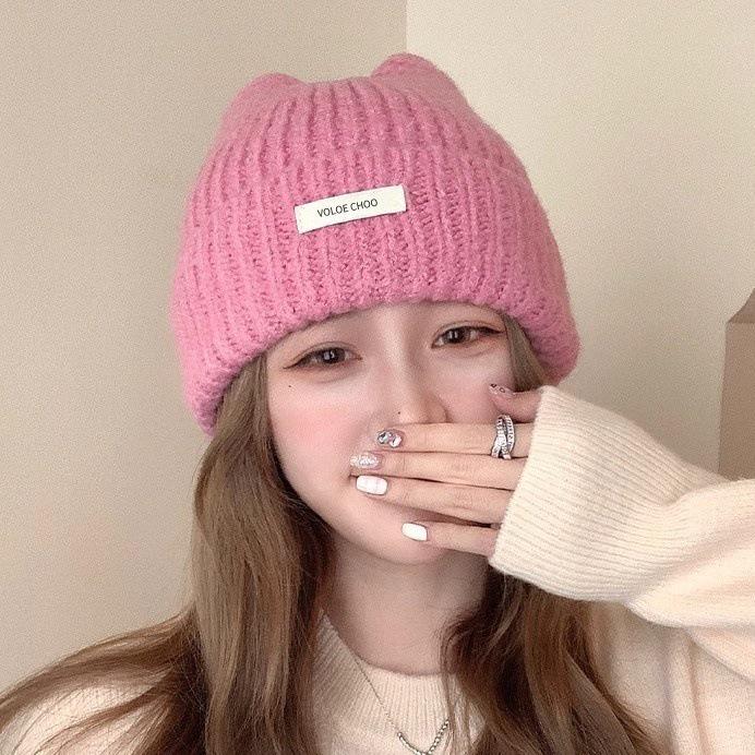 Chunky Knit Beanie for Women - Peach Pink, Ear Protection, Head Circumference, Autumn/Winter Warmth