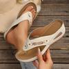 2025 Summer New Toe Sandals Women's Round Head Hollow Metal Buckle Heel Wear Solid Color Beach Flip-flops