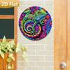 Vintage Metal Chameleon Wall Art Round Aluminum Decor for Living Room Cafe Bar Garden