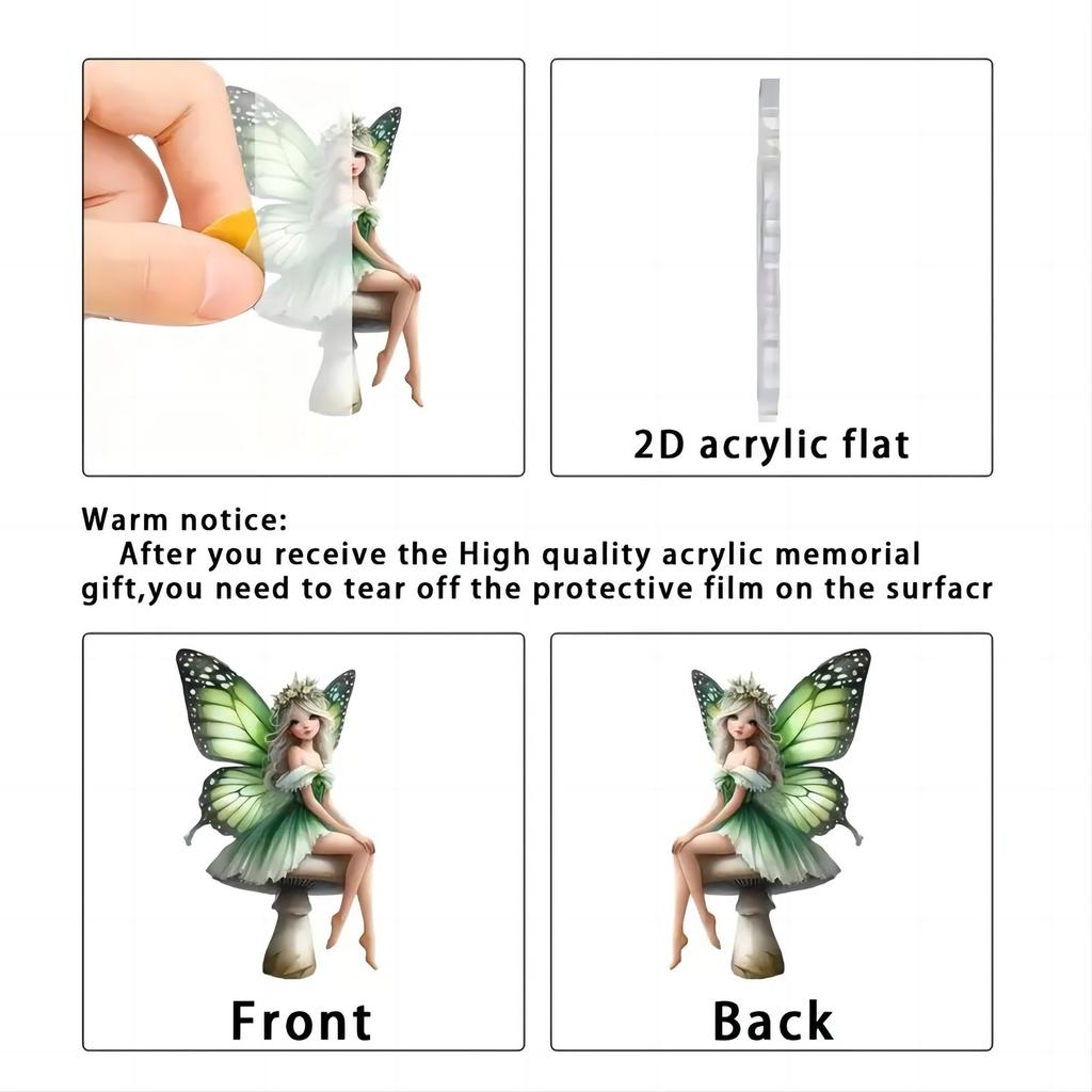 2025 Acrylic Flat Green Elf Pendant Pink Butterfly Fairy Car Decoration Ladies Bag Pendant Spring Home Decoration Gift