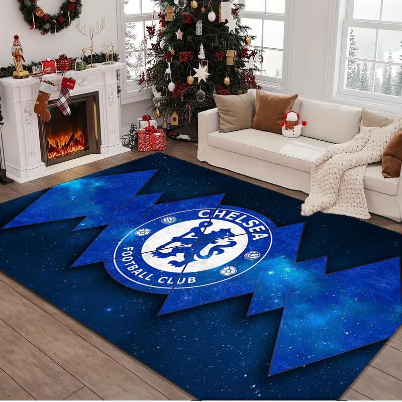 1PC Rug Blue Chelsea Football Club Logo Carpet, Chair Rug,Area Rug for Office Bedroom Living Rooms Bedroom, Doormat Decor Christmas Fan Gifts