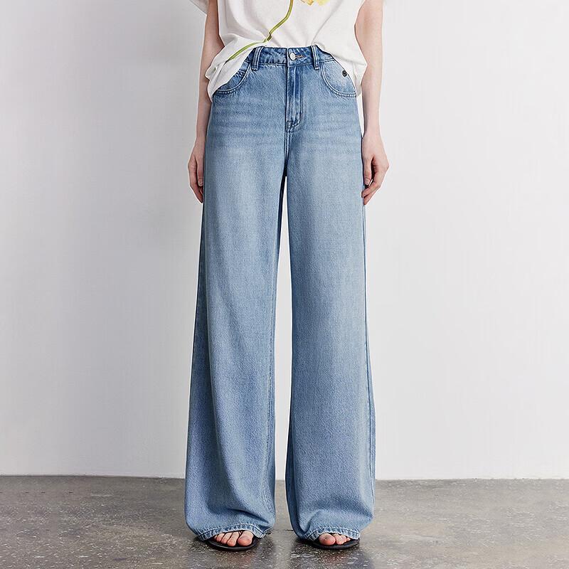Chuyu JiaoDian Women's Floral Embroidered Wide-Leg Jeans