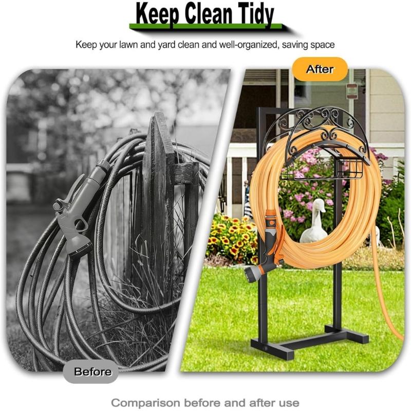 Supporto Robusto in Acciaio al Carbonio per Tubo da Giardino da Esterno Supporto per Tubo dell'Acqua da Giardino per Ganci Decorativi Organizzazione del Cortile