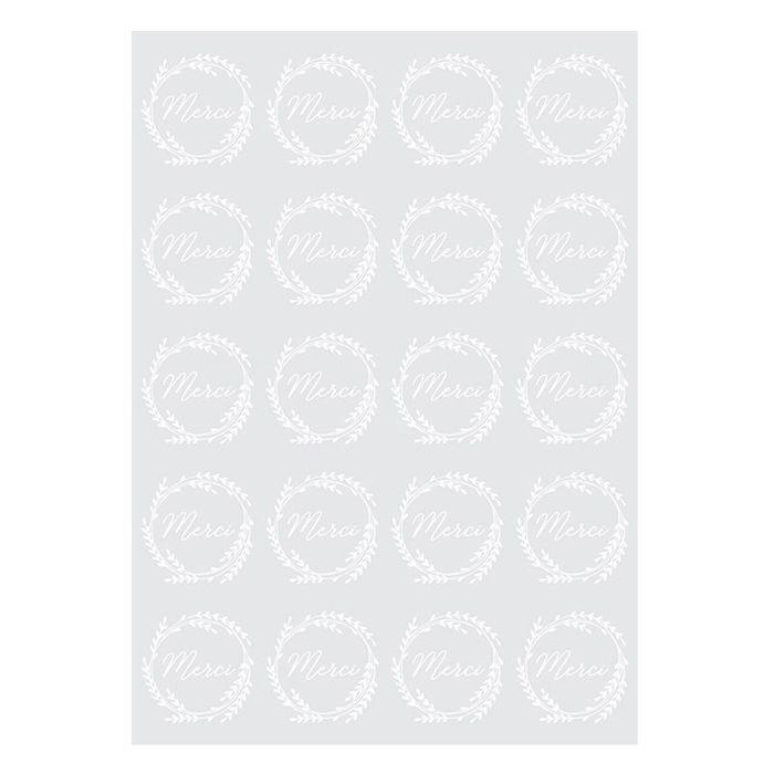 20 décalcomanies Merci - Blanc
