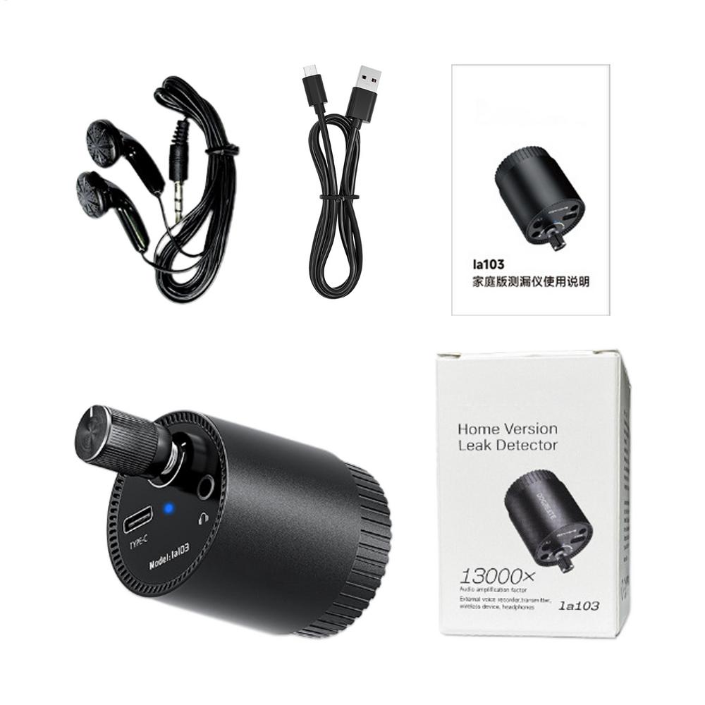 Портативный детектор утечки воды, датчик утечки воды, устройство мониторинга капель, чувствительность 0-60 дБ, детектор прослушивания утечек в стеновых трубах для труб чёрный