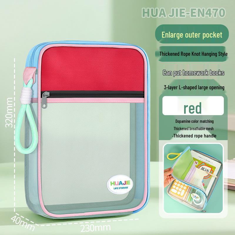 Huajie Student Handbag: L-shaped Opening Book & Subject Classification Bag for Junior High Students