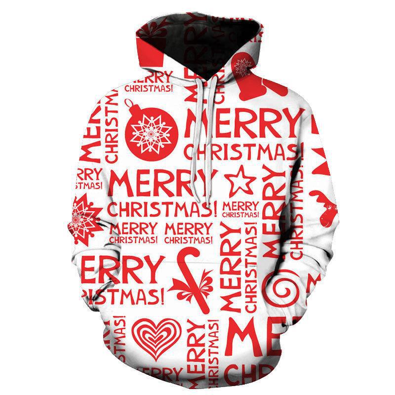2023 New 3D Print Christmas Collection Men's and Women's Hooded Sweatshirts Fashionable Casual Long Sleeve Holiday Party Clothes