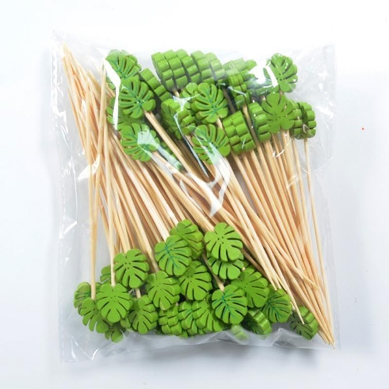 20pcs/set Hawaii Theme Fruit Sticks Flamingo Fruit Disposable Bamboo Sticks Summer Beach Party Supplies Hawaii Birthday Decors