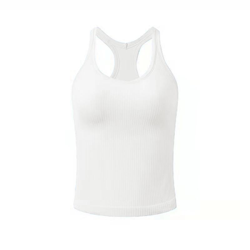 

Короткая майка с подушкой для груди для бега, фитнеса, классическое платье для занятий йогой, дышащий быстросохнущий топ с нитью XL белый
