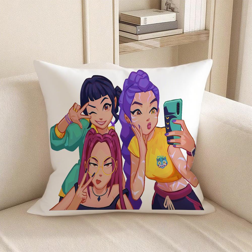 KPop Demon Hunters  Cute Anime On the Pillowcase: Colorful Characters and Fantasy Cats Fashion Home Decoration