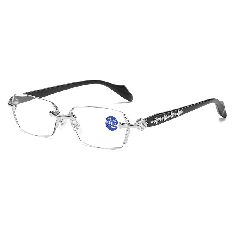 1PCS Anti Blue Light Frameless HD Reading Glasses Metal Presbyopia Eye Protection 2273