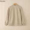 ZANZEA Women Casual Round Neck Long Sleeve Loose Thin Outwear