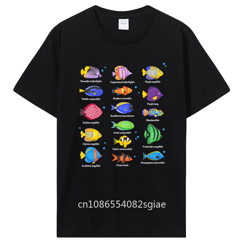 Types of Fishes Fish Water Species Fishing T-Shirt Men Cotton Tshirt Tees Tops Harajuku Streetwear