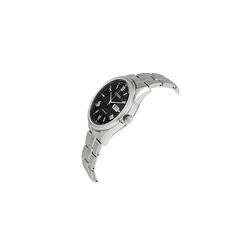 CITIZEN 50m waterproof mechanical movement Steel Strap 41mm men's watch black dial NH7510-50E