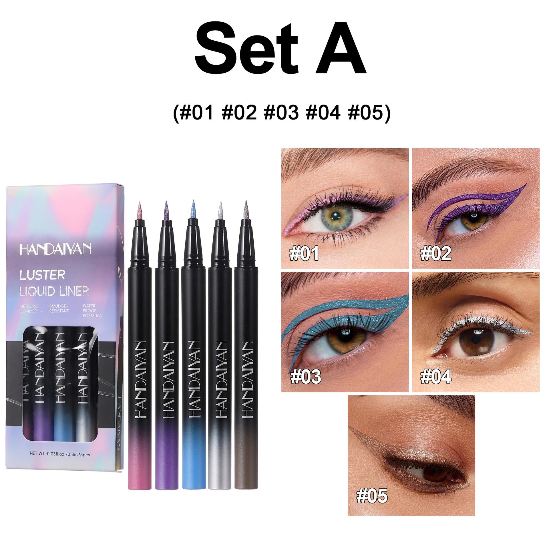 

Цветная жидкая подводка для глаз, набор перламутровых ярких теней для век, водостойкий, устойчивый к поту макияж для глаз A