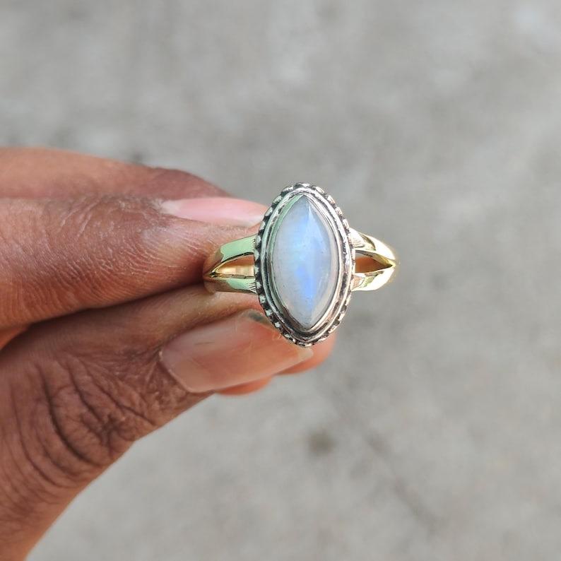 

Solid 925 Sterling Silver Moonstone Gemstone Bohemian Ring Stacking Dainty Ring Silver Jewelry 11