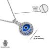 Mystic Jewels - 925 Sterling Silver Glass Evil Eye Drop Shape Filigree Pendant Silver Chain (Eye Shape), Sterling Silver, Not Applicable