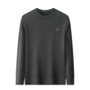 Men's 2025 Pullover Hoodie: Thickened Velvet, Solid Color, Round Neck Knitwear for Middle-Aged and Elderly Men