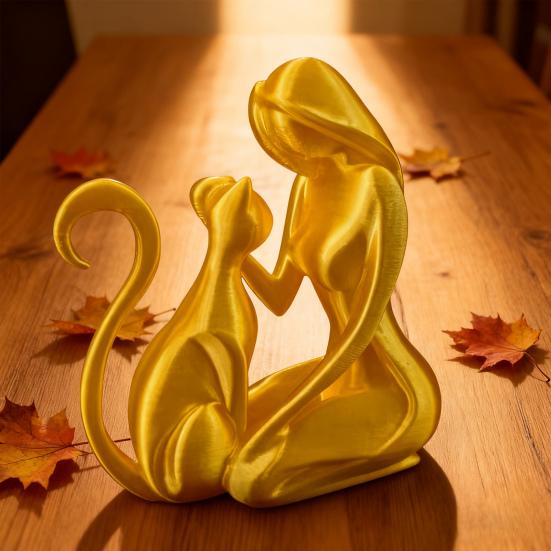 Abstract Women Cat Figurine 3D Printed Female Kitten Statue Sculpture Home Office Desktop Decoration Ornament