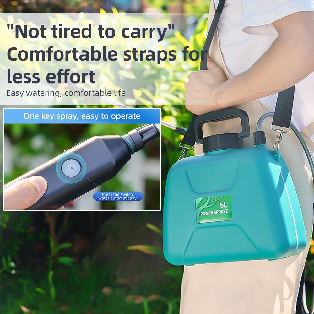 Batteriebetriebenes Sprühgerät 1,32 Gallonen/5L USB wiederaufladbares tragbares Gartensprühgerät mit Teleskop