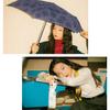 Folding Watercolor Flower Suitable for Rain or Clear Wpc. Umbrella, Mini, Navy, Lightweight, Shine, Handle, Cute, Stylish, Women's, Commuting, School,