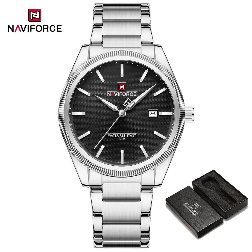 Naviforce Original Simple Men Watch Calendar Quartz Movement Luminous Pointer Waterproof 3ATM Stainless Steel Strap Men Watch NF9276S