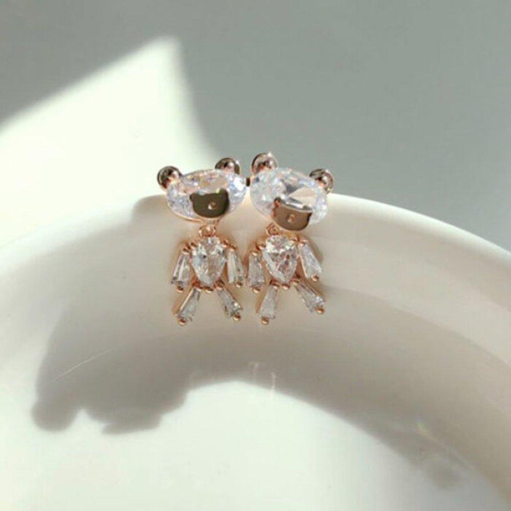 Cubic Swallow Crystal Bear Earrings