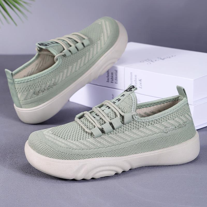 Shoes women's shoes versatile spring new flying woven breathable mother shoes women's shoes soft sole not tired feet comfortable casual shoes