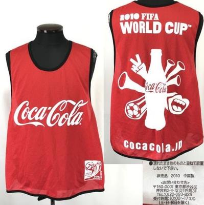 Coca-Cola Japan 2010 South Africa FIFA World Cup Soccer Bibs Red Size Free Uniform Tops(USED)