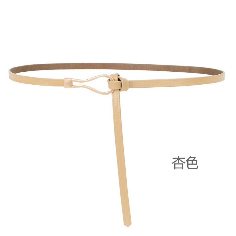 Four Seasons Available New Women'S Leather Thin Belt With No Hole Design Decorative Belt Waist Seal Dress Versatile Two Layer Leather Belt