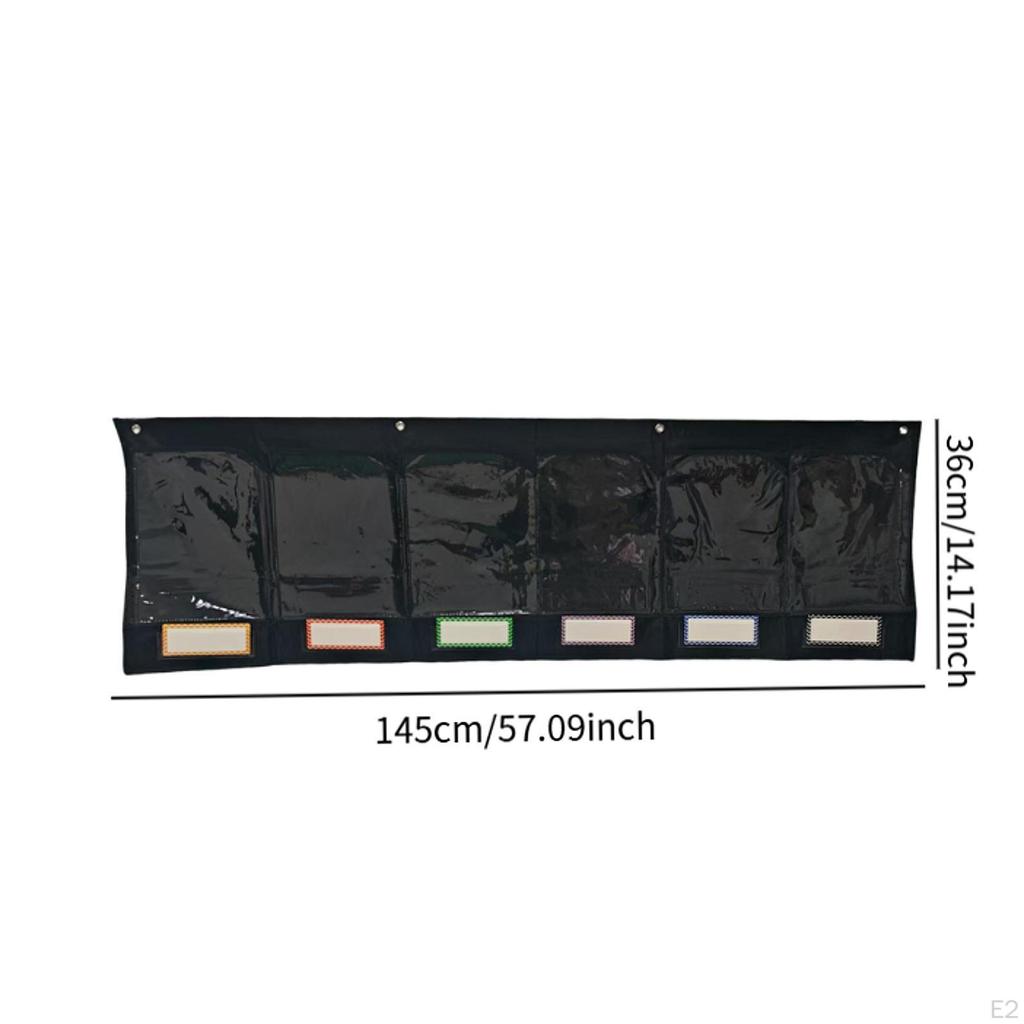 Storage Pocket Chart, Hanging File Organizer, Grouping Tool ,6 Pockets, Black for