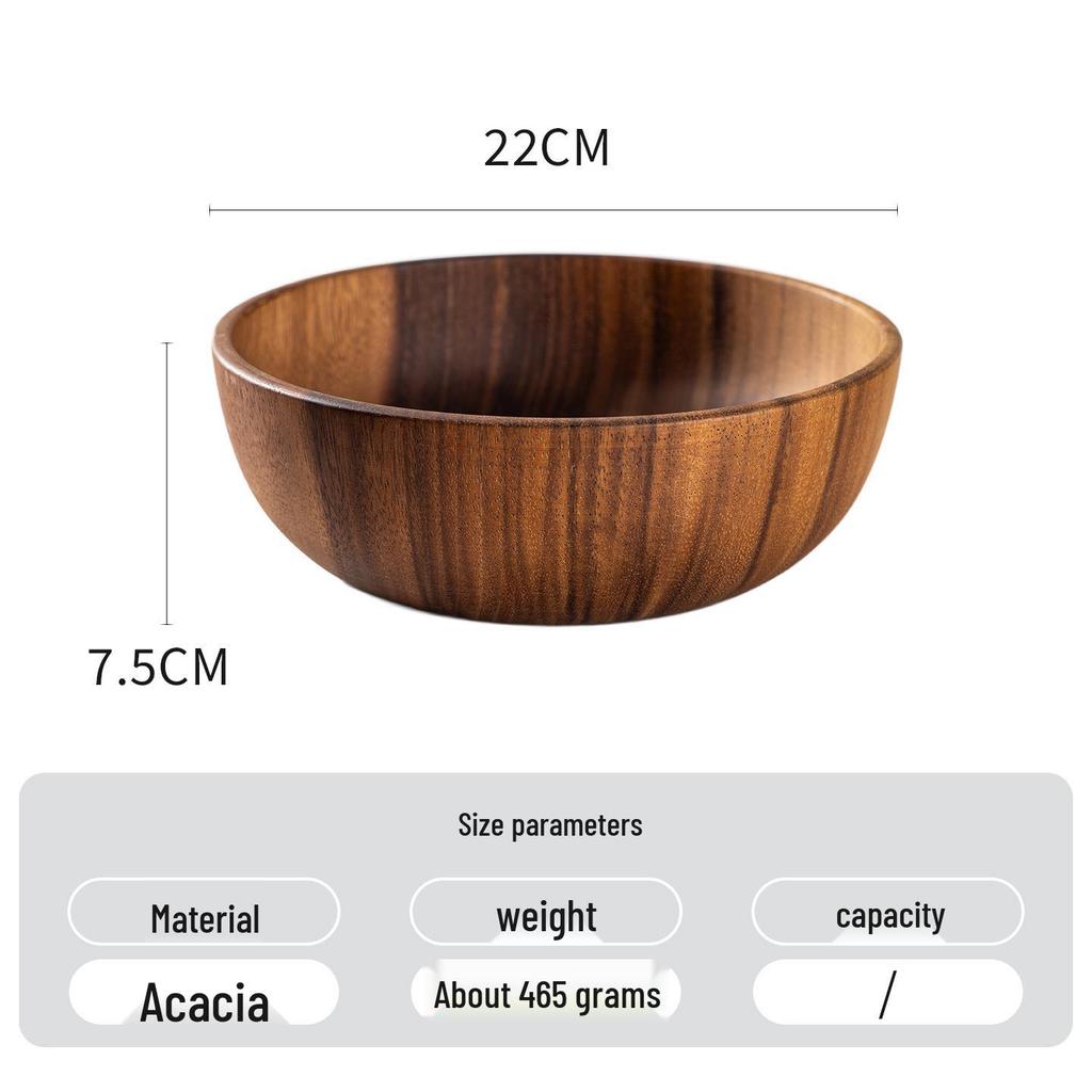 Large Japanese Acacia Wood Bowl - Salad, Rice, or Soup