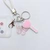 Colorful Resin Keychain Candy Colored Heart Key Butterfly Keyring Phone Charm Jewelry for Fashionable Individuals