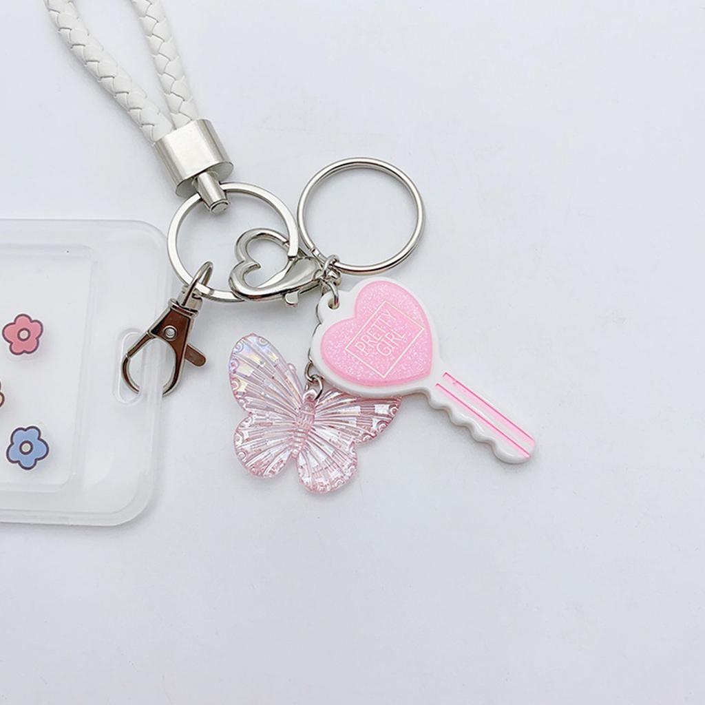Colorful Resin Keychain Candy Colored Heart Key Butterfly Keyring Phone Charm Jewelry for Fashionable Individuals